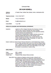 Huw Kidwell CV